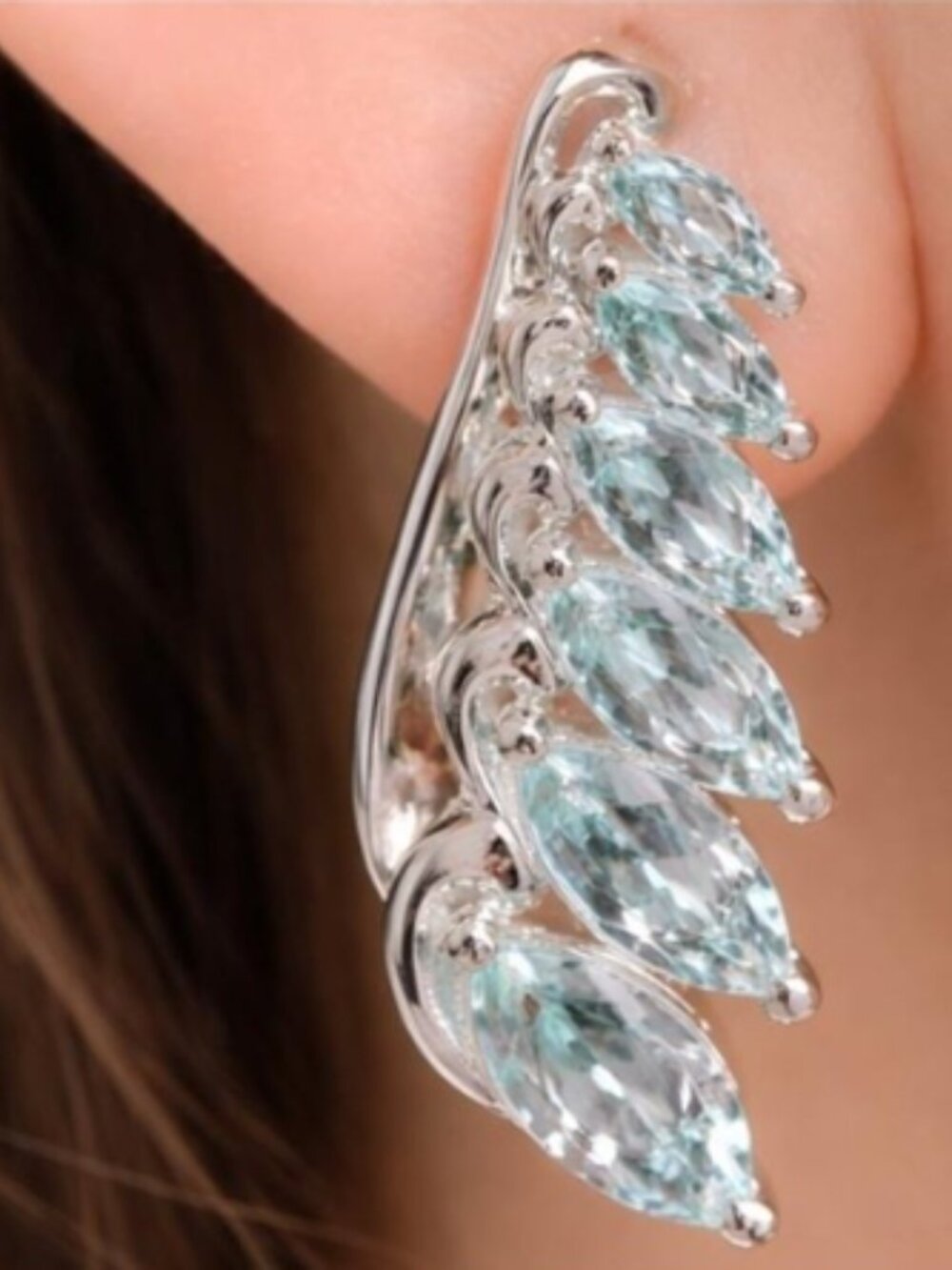 Blue Topaz Silver wing earrings